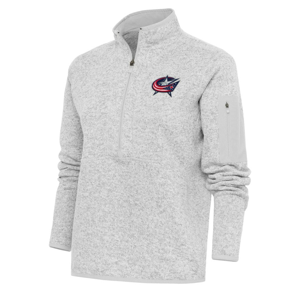 Columbus Blue Jackets Antigua Women's Team Logo Fortune Quarter-Zip Jacket - Heather Gray | NHL discount