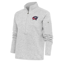 Columbus Blue Jackets Antigua Women's Team Logo Fortune Quarter-Zip Jacket - Heather Gray | NHL discount
