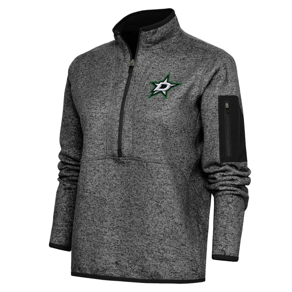 Dallas Stars Antigua Women's Team Logo Fortune Quarter-Zip Jacket - Heather Black | NHL on sale