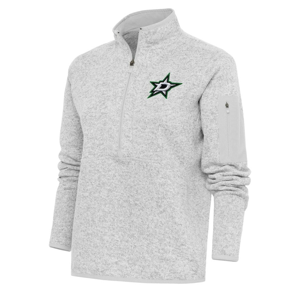Dallas Stars Antigua Women's Team Logo Fortune Quarter-Zip Jacket - Heather Gray | NHL Clearance