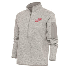 Detroit Red Wings Antigua Women's Team Logo Fortune Quarter-Zip Jacket - Oatmeal | NHL near me