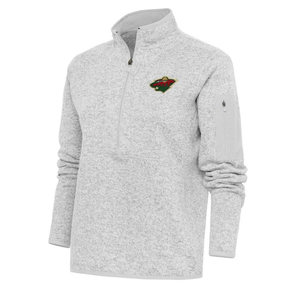 Minnesota Wild Antigua Women's Team Logo Fortune Quarter-Zip Jacket - Heather Gray | NHL sale