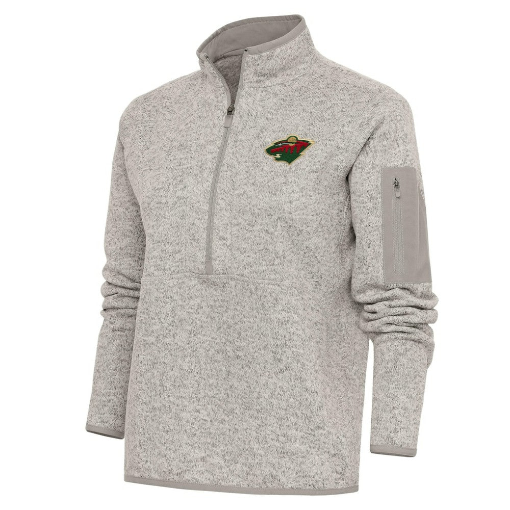 Minnesota Wild Antigua Women's Team Logo Fortune Quarter-Zip Jacket - Oatmeal | NHL discount