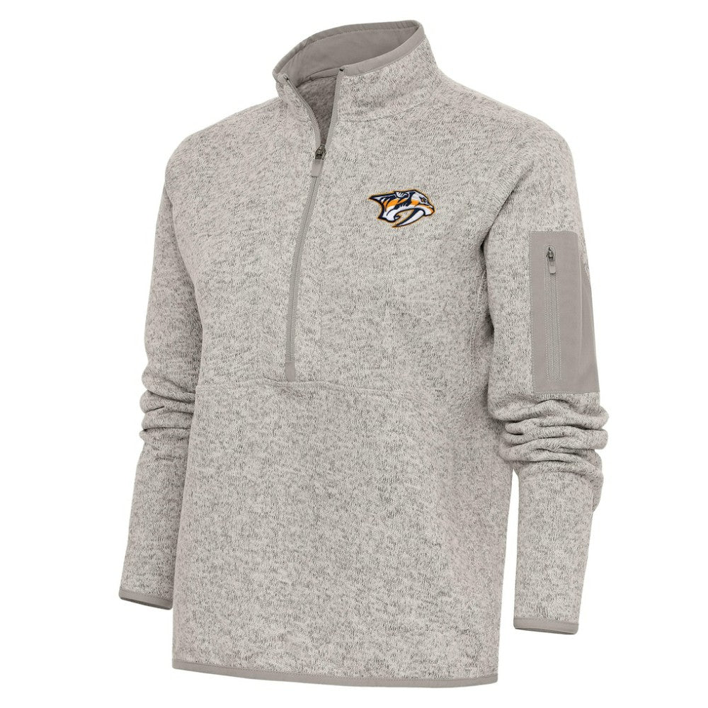 Nashville Predators Antigua Women's Team Logo Fortune Quarter-Zip Jacket - Oatmeal | NHL on sale