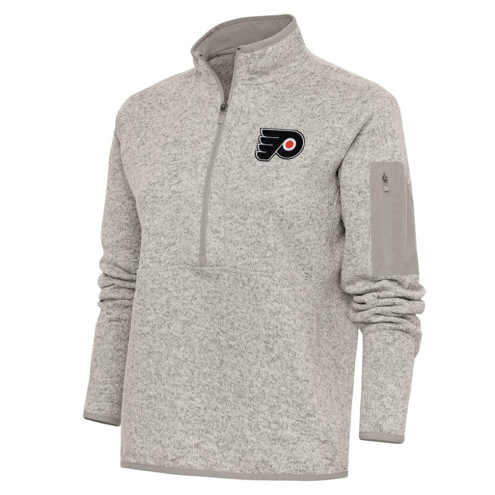 Philadelphia Flyers Antigua Women's Team Logo Fortune Quarter-Zip Jacket - Oatmeal | NHL sale
