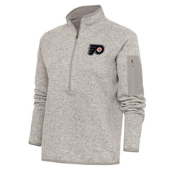 Philadelphia Flyers Antigua Women's Team Logo Fortune Quarter-Zip Jacket - Oatmeal | NHL sale