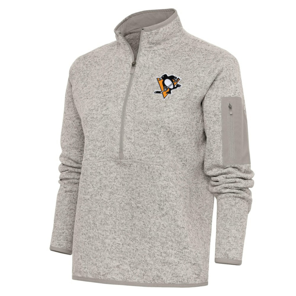 Pittsburgh Penguins Antigua Women's Team Logo Fortune Quarter-Zip Jacket - Oatmeal | NHL discount