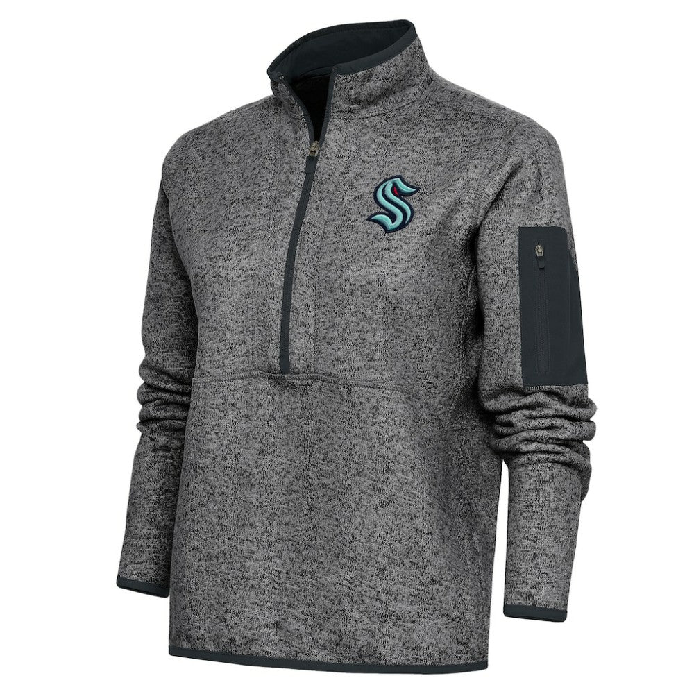 Seattle Kraken Antigua Women's Team Logo Fortune Quarter-Zip Jacket - Heather Charcoal | NHL near me