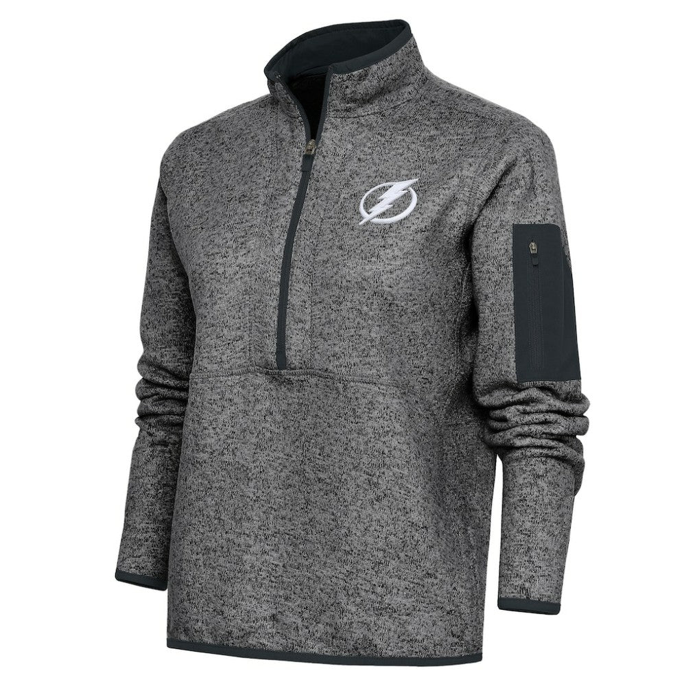 Tampa Bay Lightning Antigua Women's Team Logo Fortune Quarter-Zip Jacket - Heather Charcoal | NHL discount