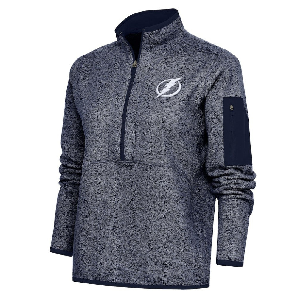 Tampa Bay Lightning Antigua Women's Team Logo Fortune Quarter-Zip Jacket - Heather Navy | NHL Lifestyle