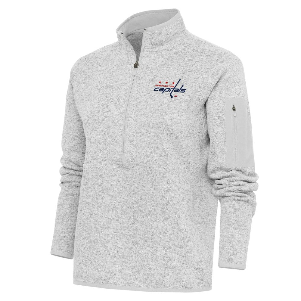 Washington Capitals Antigua Women's Team Logo Fortune Quarter-Zip Jacket - Heather Gray | NHL on sale