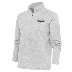 Washington Capitals Antigua Women's Team Logo Fortune Quarter-Zip Jacket - Heather Gray | NHL on sale