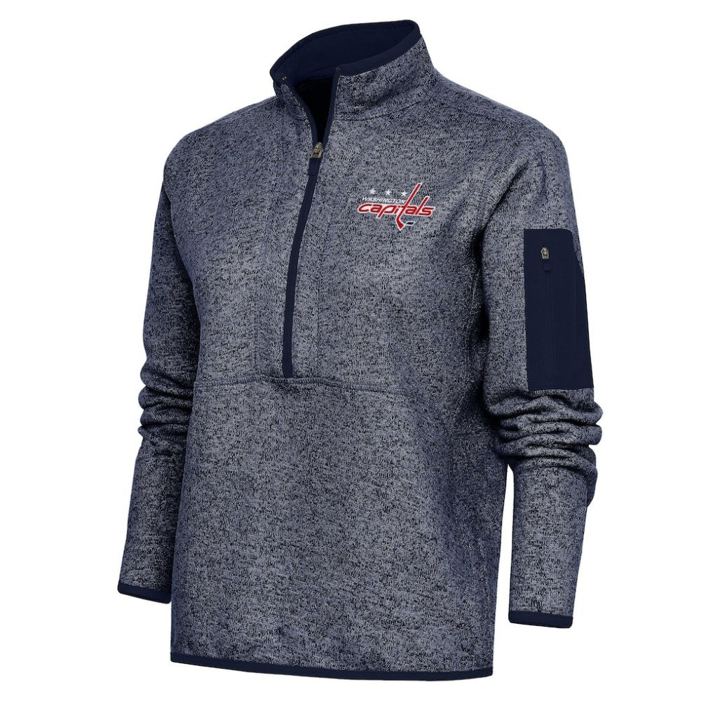 Washington Capitals Antigua Women's Team Logo Fortune Quarter-Zip Jacket - Heather Navy | NHL near me