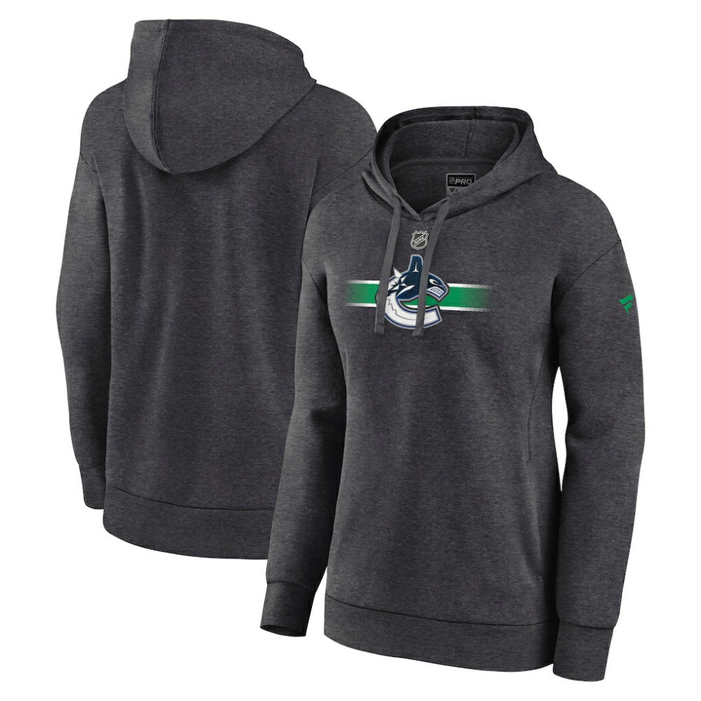 Vancouver Canucks Fanatics Women's Authentic Pro Core Secondary Fleece Pullover Hoodie - Heather Charcoal | Fanatics on sale