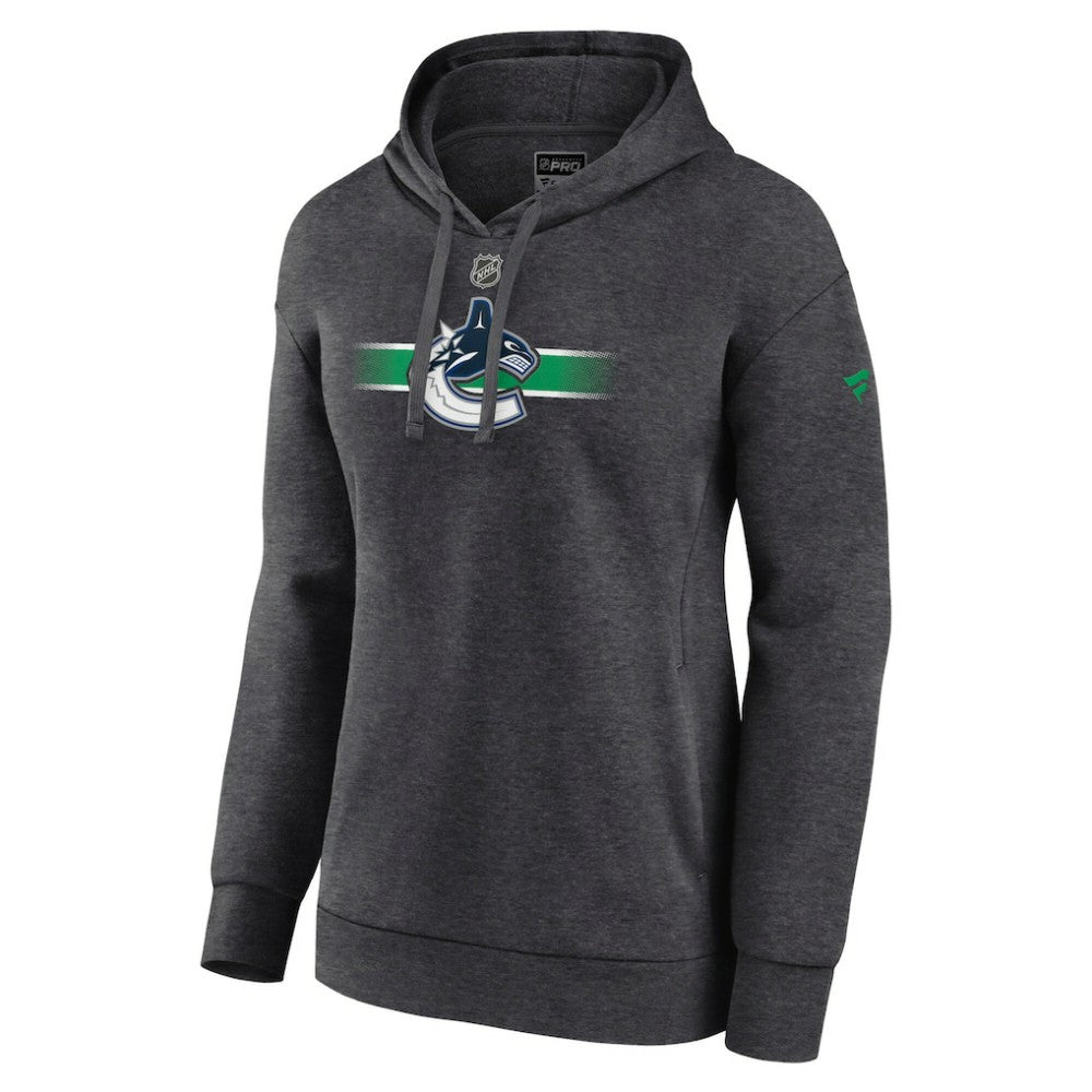 Vancouver Canucks Fanatics Women's Authentic Pro Core Secondary Fleece Pullover Hoodie - Heather Charcoal | Fanatics on sale
