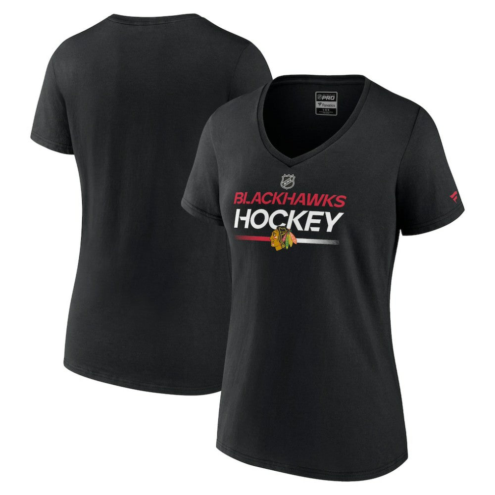 Chicago Blackhawks Fanatics Women's Authentic Pro V-Neck T-Shirt - Black | Fanatics near me