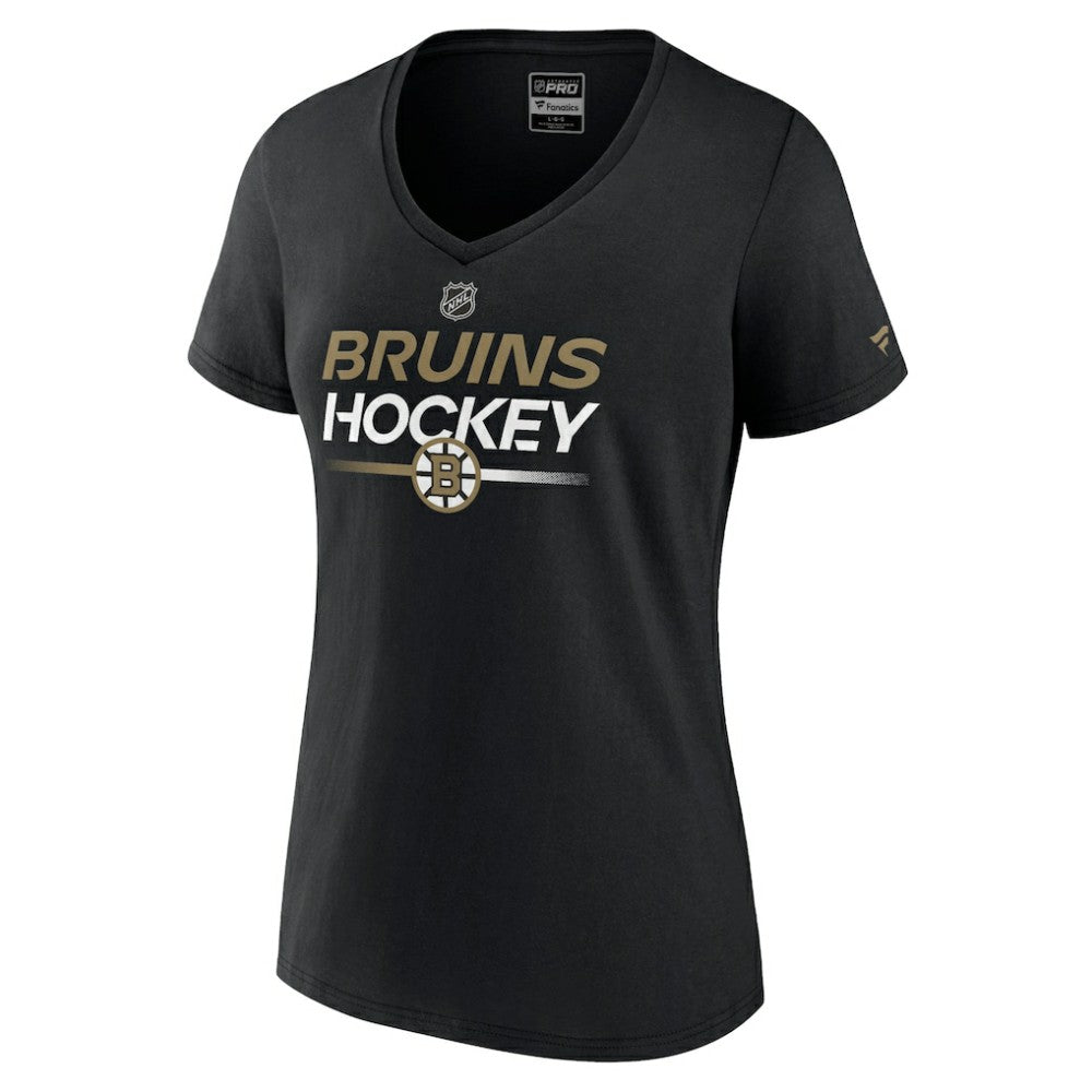 Boston Bruins Fanatics Women's Authentic Pro V-Neck T-Shirt - Black | Fanatics on sale