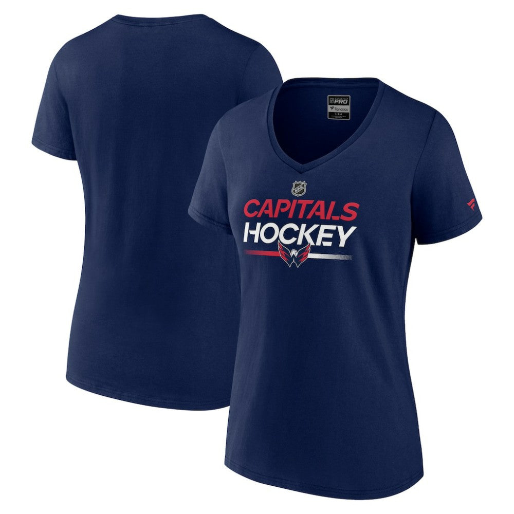 Washington Capitals Fanatics Women's Authentic Pro V-Neck T-Shirt - Navy | Fanatics on sale