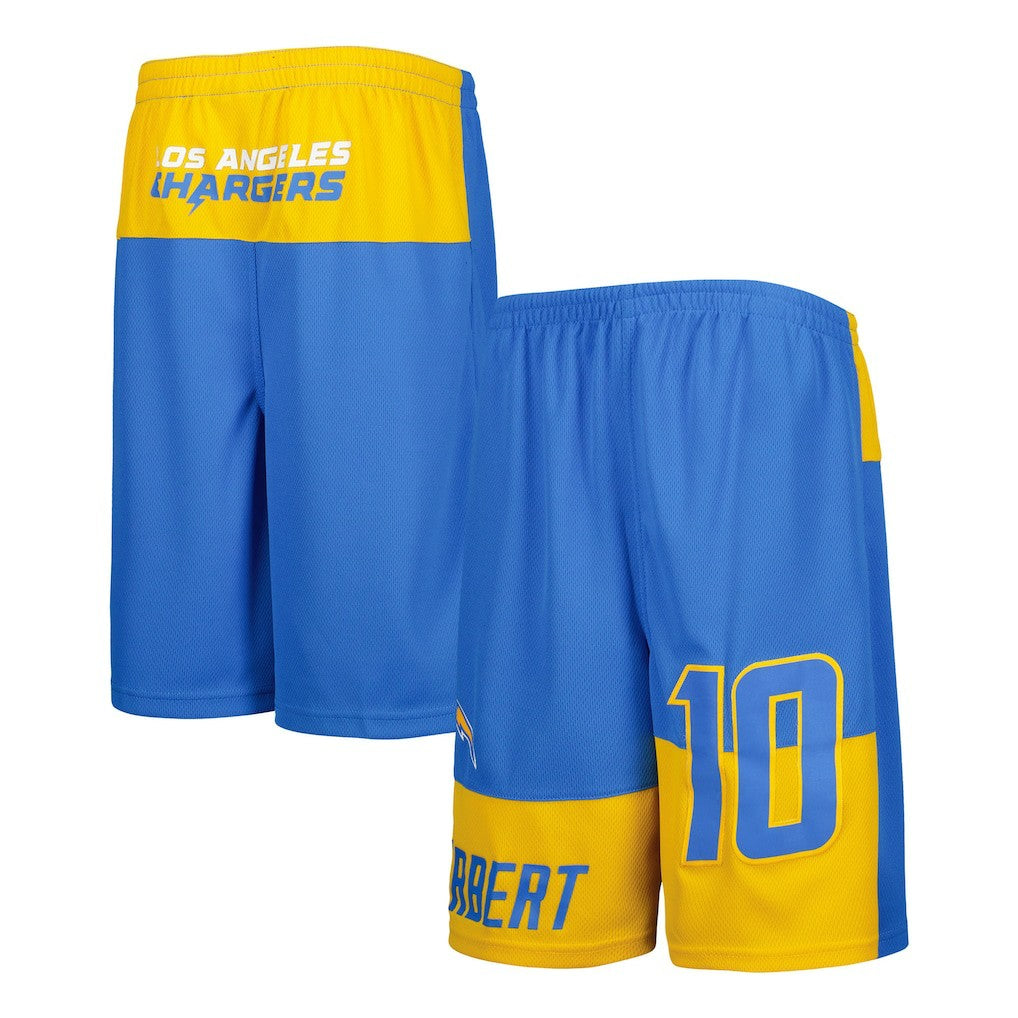 Justin Herbert Los Angeles Chargers Youth Player Name & Number Shorts - Powder Blue - NFL