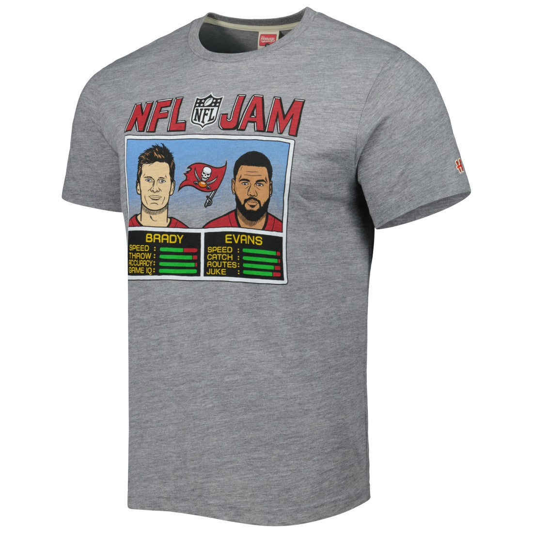 Tom Brady & Mike Evans Tampa Bay Buccaneers Homage Unisex NFL Jam Tri-Blend T-Shirt - Heather Gray - NFL