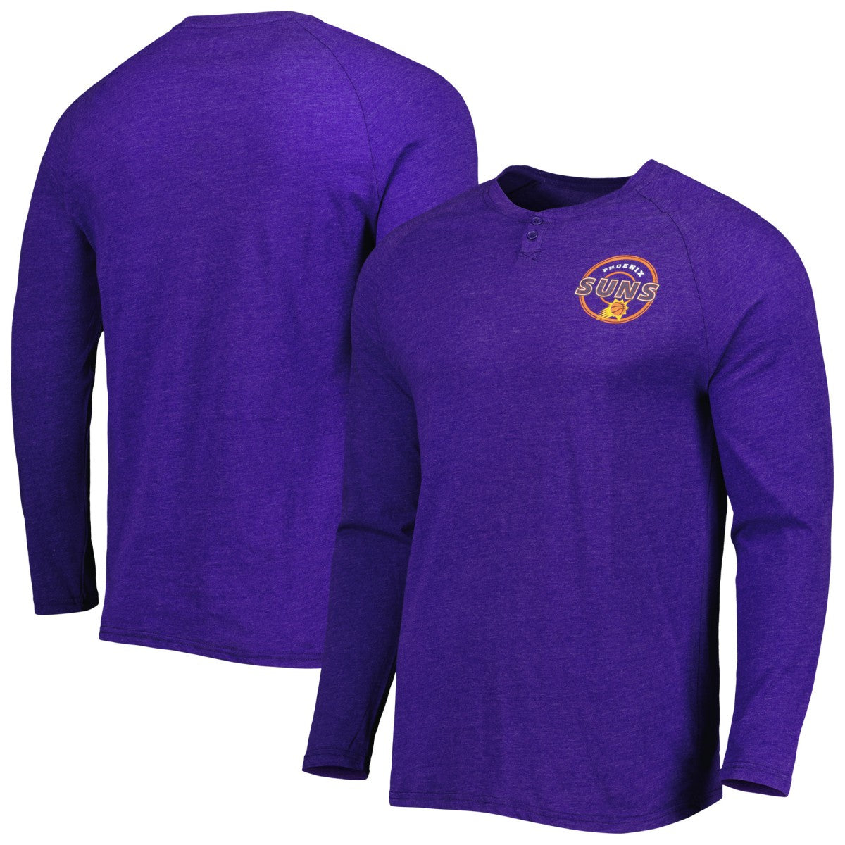 Phoenix Suns Concepts Sport Left Chest Henley Raglan Long Sleeve Top Heathered Purple