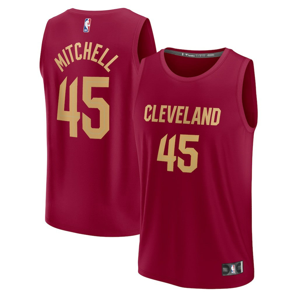 Fanatics Donovan Mitchell Cleveland Cavaliers Fast Break Replica Jersey Icon Editi- Wine