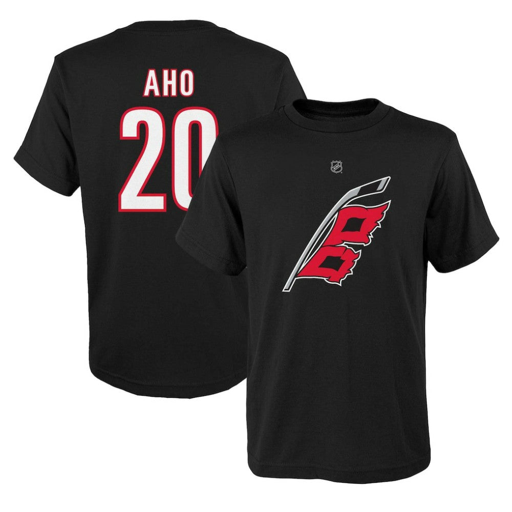 Sebastian Aho Carolina Hurricanes Youth Player Name & Number T-Shirt - Black | NHL on sale