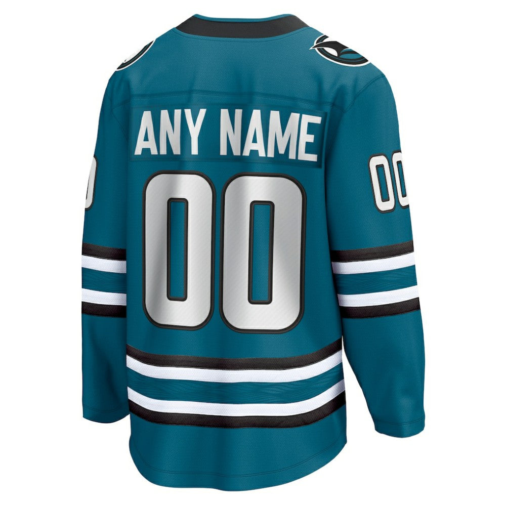 San Jose Sharks Fanatics Home Breakaway Custom Jersey - Teal | Fanatics near me