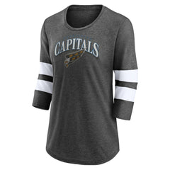 Washington Capitals Fanatics Women's Special Edition 2.0 Barn Burner 3/4 Sleeve T-Shirt - Heather Charcoal | Fanatics Clearance