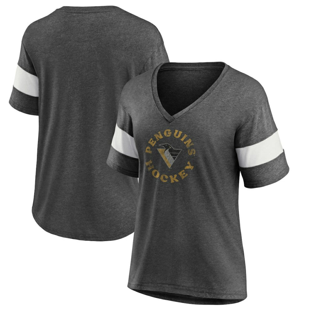 Pittsburgh Penguins Fanatics Women's Special Edition 2.0 Ring The Alarm V-Neck T-Shirt - Heather Charcoal | Fanatics sale