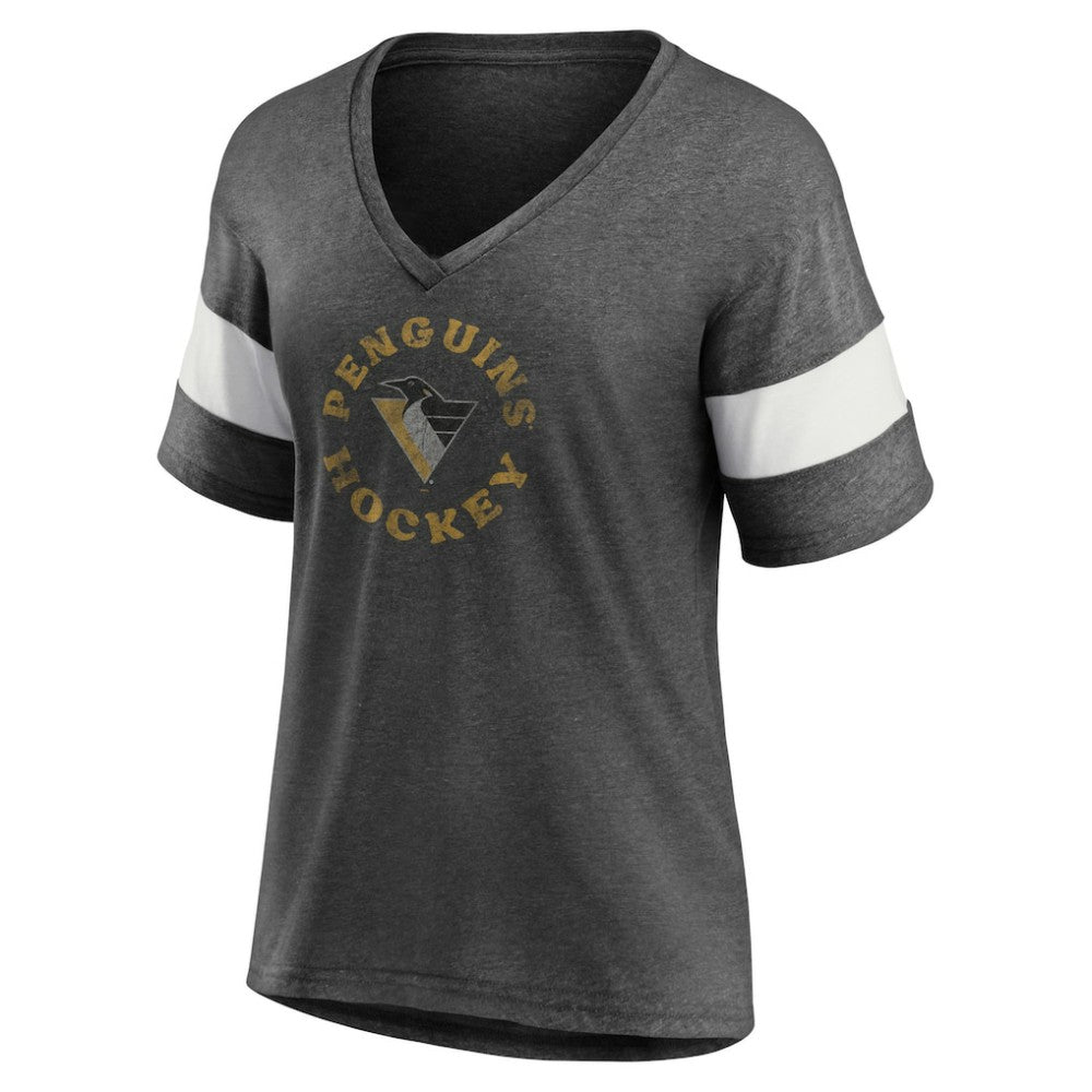 Pittsburgh Penguins Fanatics Women's Special Edition 2.0 Ring The Alarm V-Neck T-Shirt - Heather Charcoal | Fanatics sale