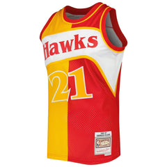 Mitchell & Ness Dominique Wilkins Atlanta Hawks Hardwood Classics 1986/87 Split Swingman Jersey Yellow/Red