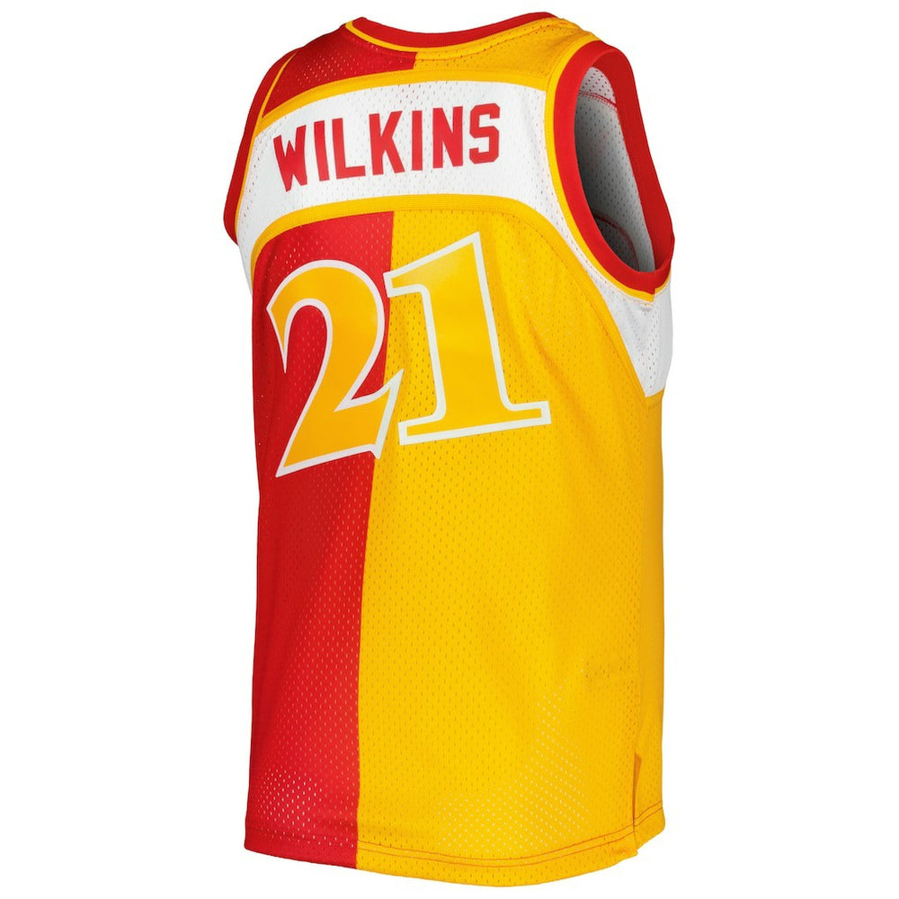 Mitchell & Ness Dominique Wilkins Atlanta Hawks Hardwood Classics 1986/87 Split Swingman Jersey Yellow/Red