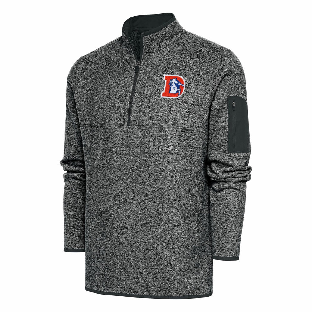 Denver Broncos Antigua Throwback Fortune Quarter-Zip Pullover Jacket - Heather Charcoal - NFL