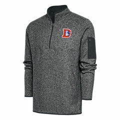 Denver Broncos Antigua Throwback Fortune Quarter-Zip Pullover Jacket - Heather Charcoal - NFL
