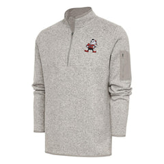 Cleveland Browns Antigua Throwback Fortune Quarter-Zip Pullover Jacket - Oatmeal - NFL