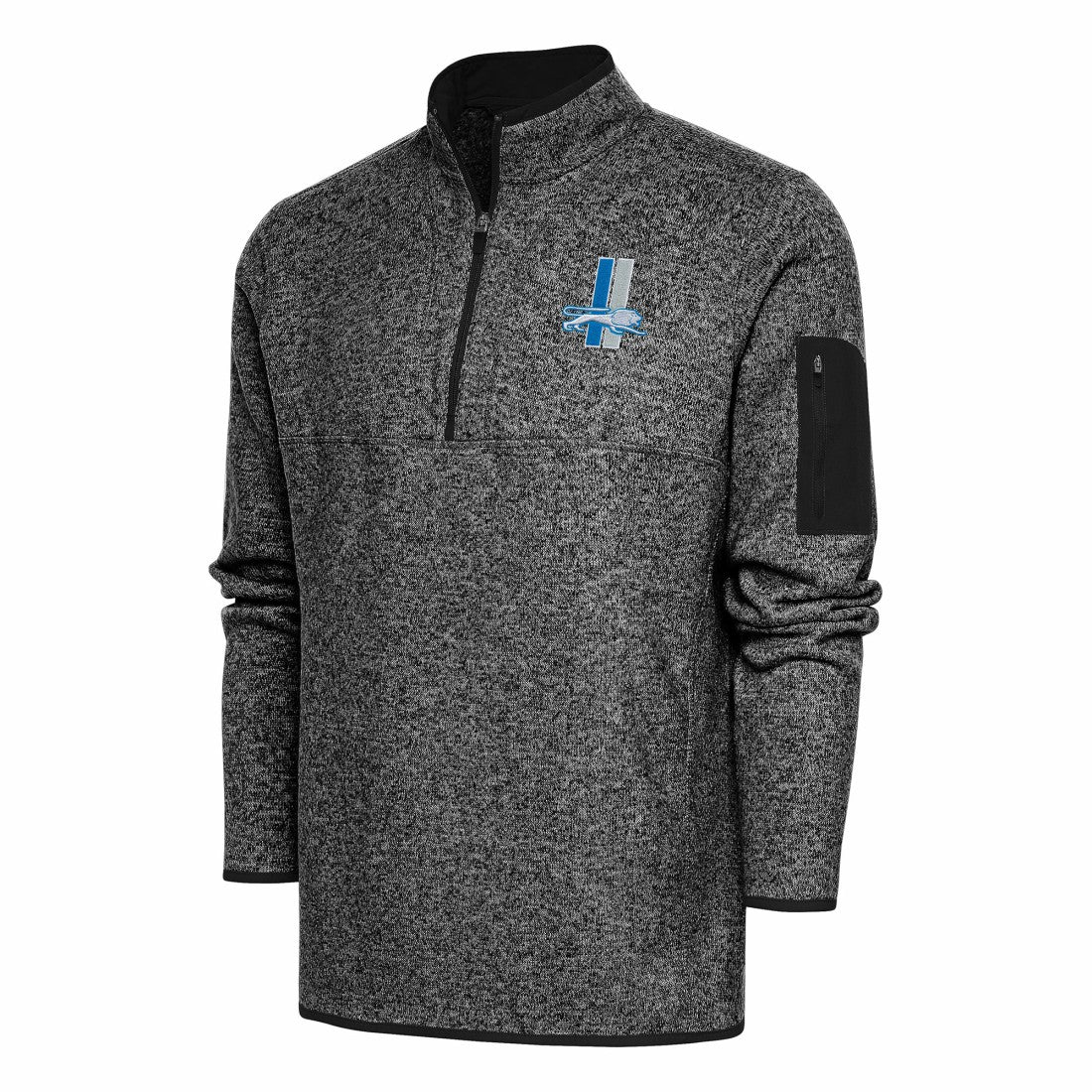 Detroit Lions Antigua Throwback Fortune Quarter-Zip Pullover Jacket - Heather Black - NFL