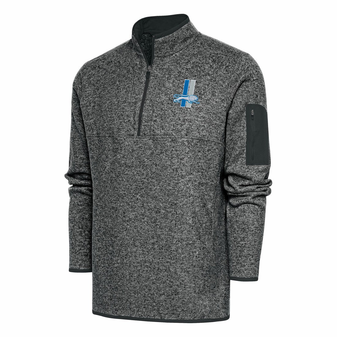 Detroit Lions Antigua Throwback Fortune Quarter-Zip Pullover Jacket - Heather Charcoal - NFL