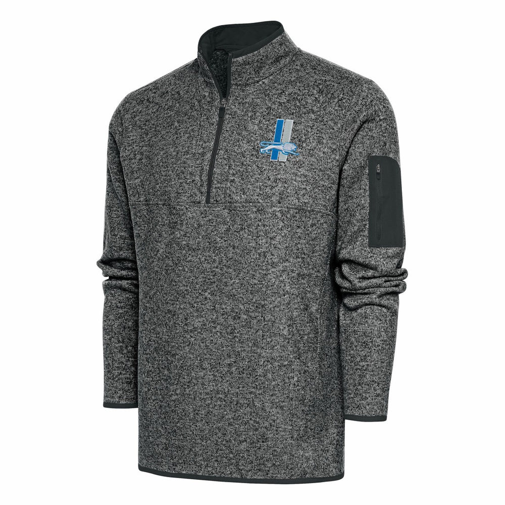 Detroit Lions Antigua Throwback Fortune Quarter-Zip Pullover Jacket - Heather Charcoal - NFL