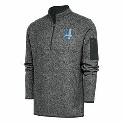 Detroit Lions Antigua Throwback Fortune Quarter-Zip Pullover Jacket - Heather Charcoal - NFL