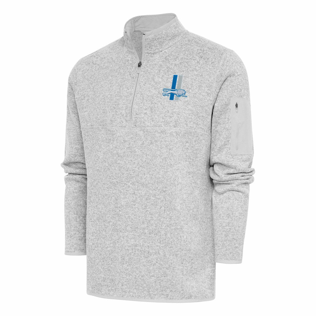 Detroit Lions Antigua Throwback Fortune Quarter-Zip Pullover Jacket - Heather Gray - NFL
