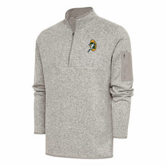 Green Bay Packers Antigua Throwback Fortune Quarter-Zip Pullover Jacket - Oatmeal - NFL