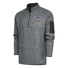 New England Patriots Antigua Throwback Fortune Quarter-Zip Pullover Jacket - Heather Charcoal - NFL