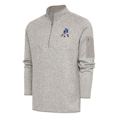 New England Patriots Antigua Throwback Fortune Quarter-Zip Pullover Jacket - Oatmeal - NFL