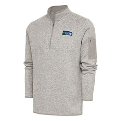 Seattle Seahawks Antigua Throwback Fortune Quarter-Zip Pullover Jacket - Oatmeal - NFL