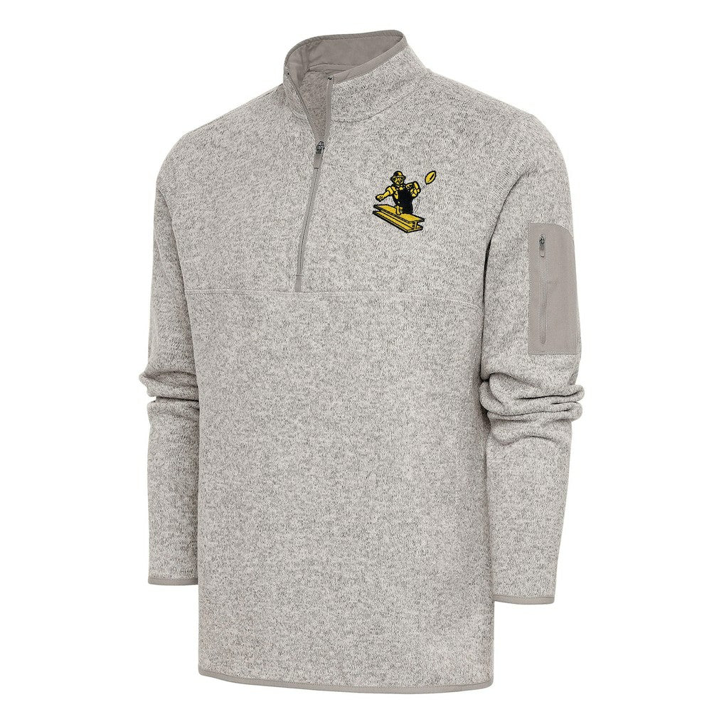 Pittsburgh Steelers Antigua Throwback Fortune Quarter-Zip Pullover Jacket - Oatmeal - NFL