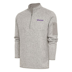 Minnesota Vikings Antigua Throwback Fortune Quarter-Zip Pullover Jacket - Oatmeal - NFL