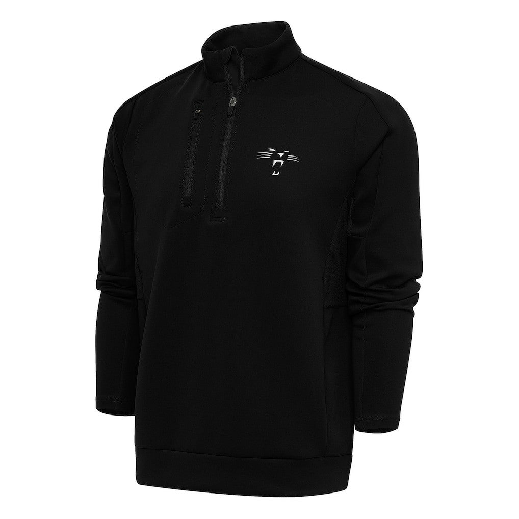 Carolina Panthers Antigua Team Logo Throwback Generation Big & Tall Quarter-Zip Pullover Top - Black - NFL