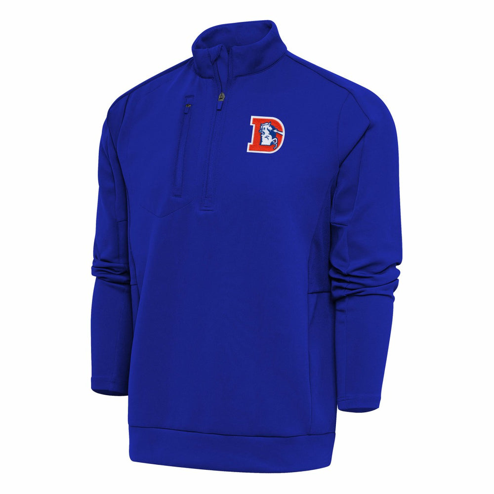 Denver Broncos Antigua Team Logo Throwback Generation Quarter-Zip Pullover Top - Royal - NFL