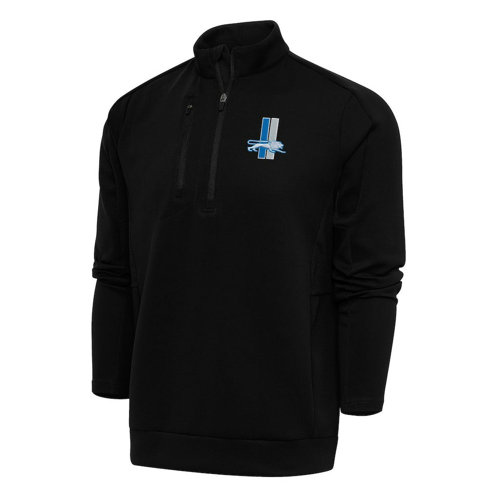 Detroit Lions Antigua Team Logo Throwback Generation Quarter-Zip Pullover Top - Black - NFL